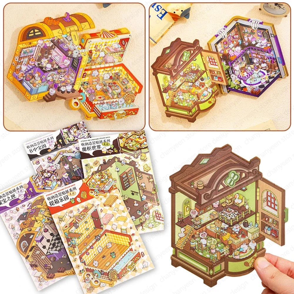 Treasure Chest, Wardrobe, Book, Windup Box Stickers