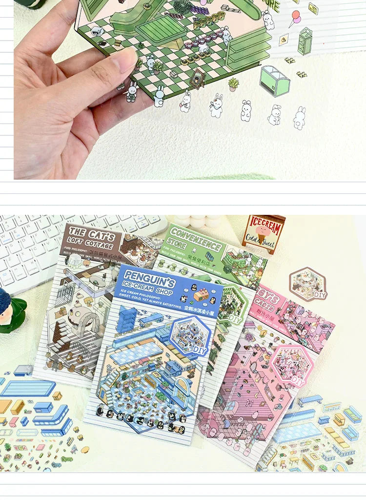 Penguin, Kitty, Piggy, Rabbit Stickers
