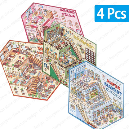 Plus Size || Supermarket, Bookstore, Grand Villa, Hot Pot Restaurant Stickers
