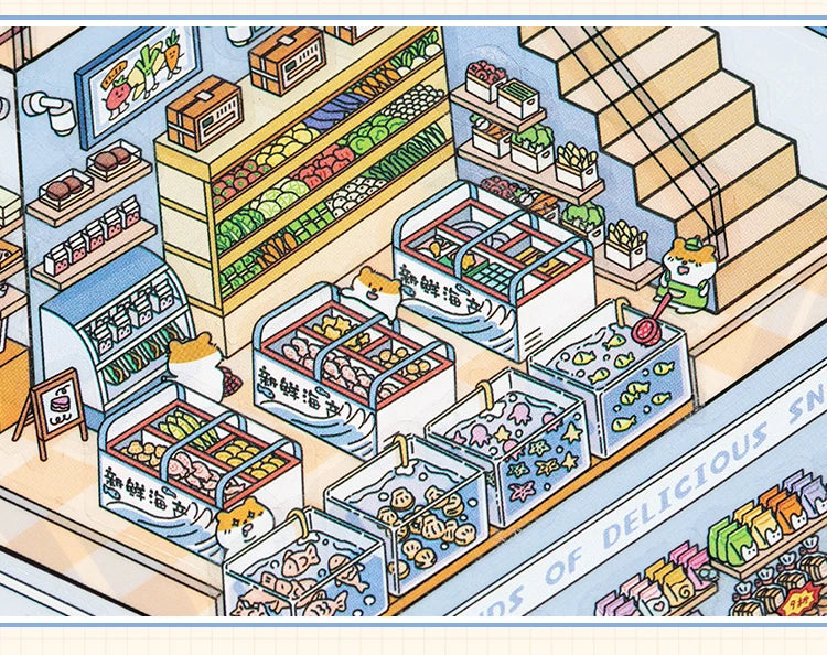 Plus Size || Supermarket, Bookstore, Grand Villa, Hot Pot Restaurant Stickers